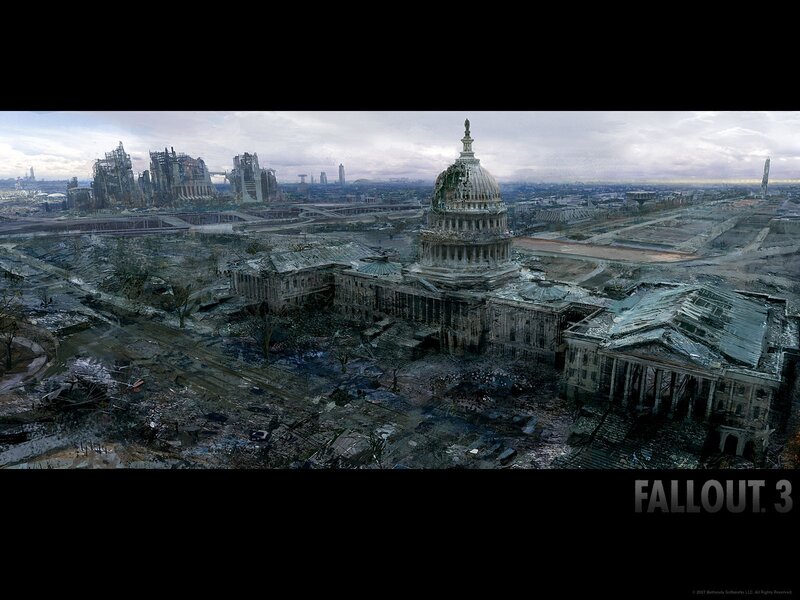 Ruined Capitol Building — Gray, Apocalyptic, Digital Art