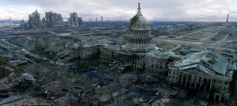 Ruined Capitol Building — Gray, Apocalyptic