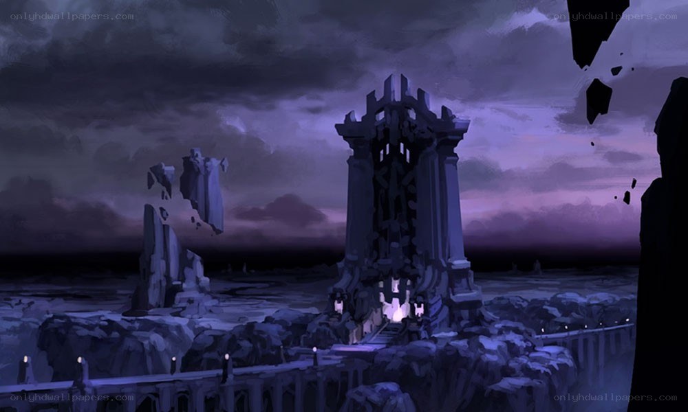 ruined castle at dusk