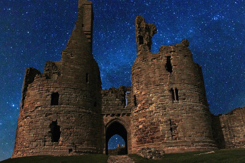 Ruined Castle at Night — Blue