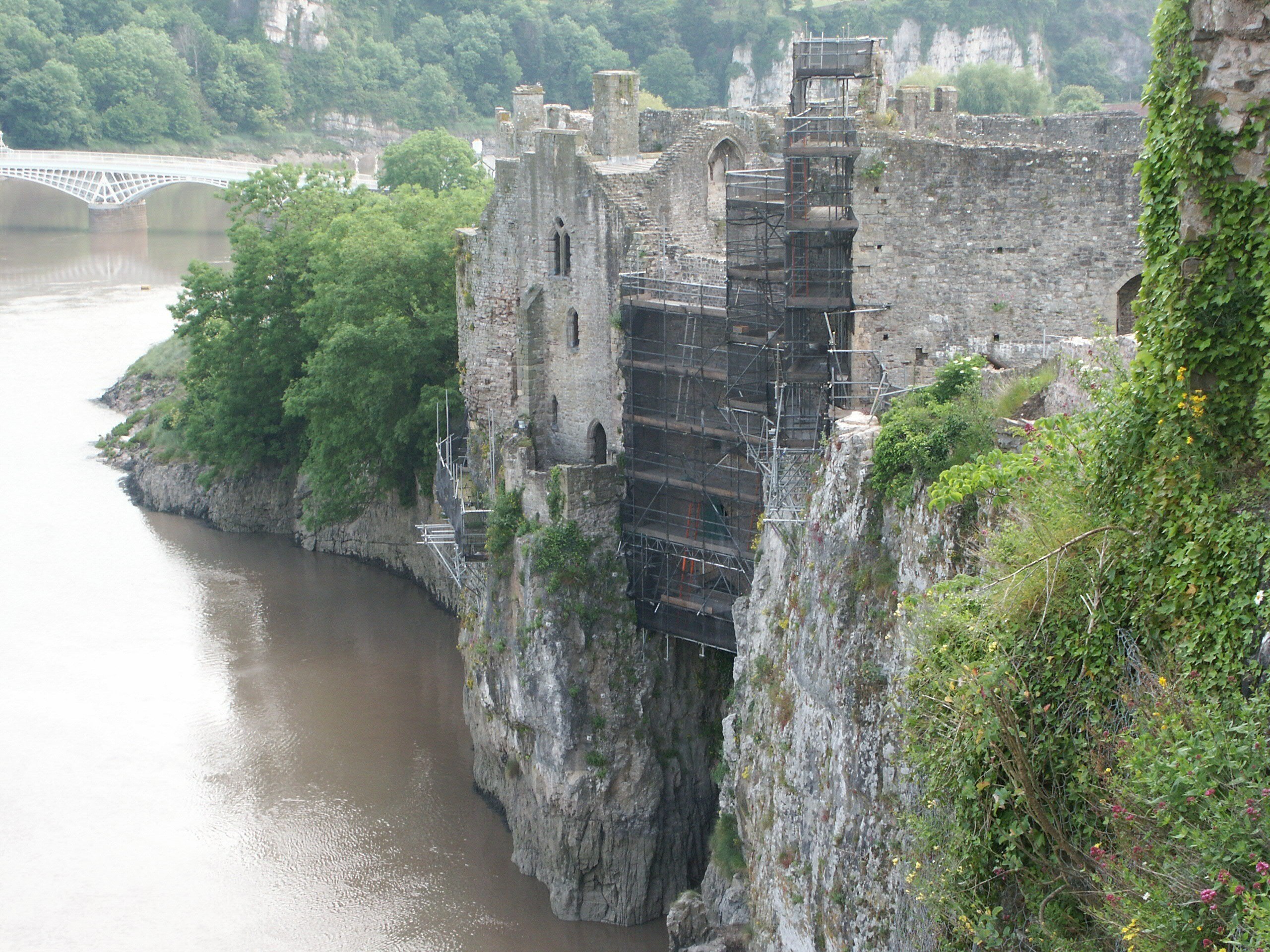 ruined castle by a river
