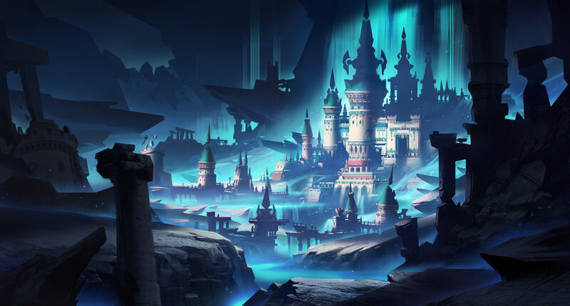 Ruined Castle in Cavern — Blue