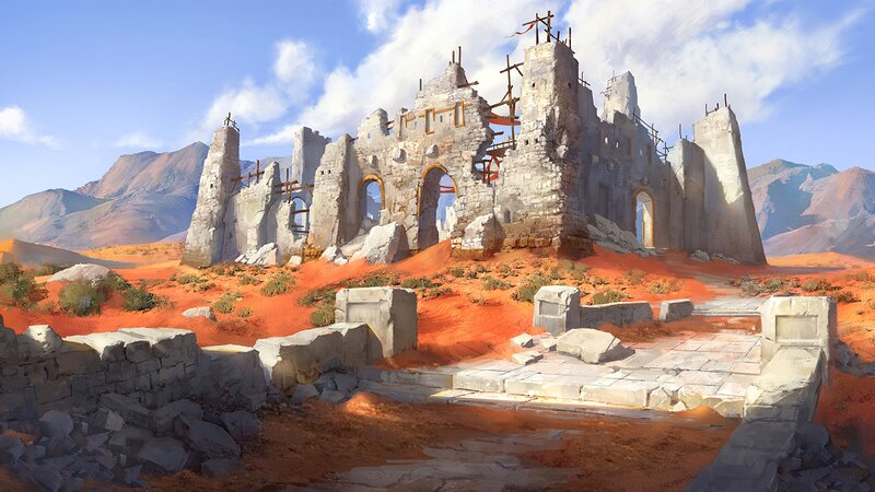 Ruined Castle in Desert — Orange
