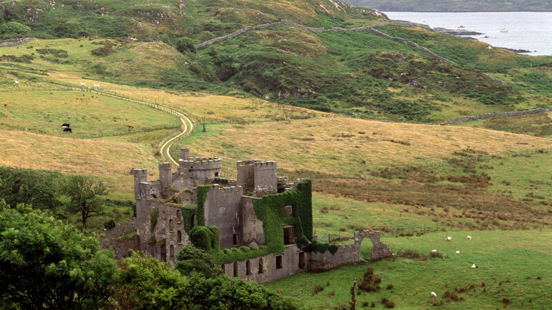 Ruined Castle in Field