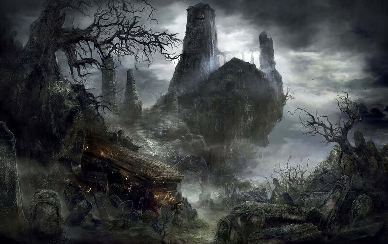 Ruined Castle in Fog — Gray