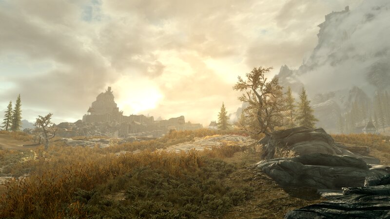 Ruined Castle in Mountains — Brown