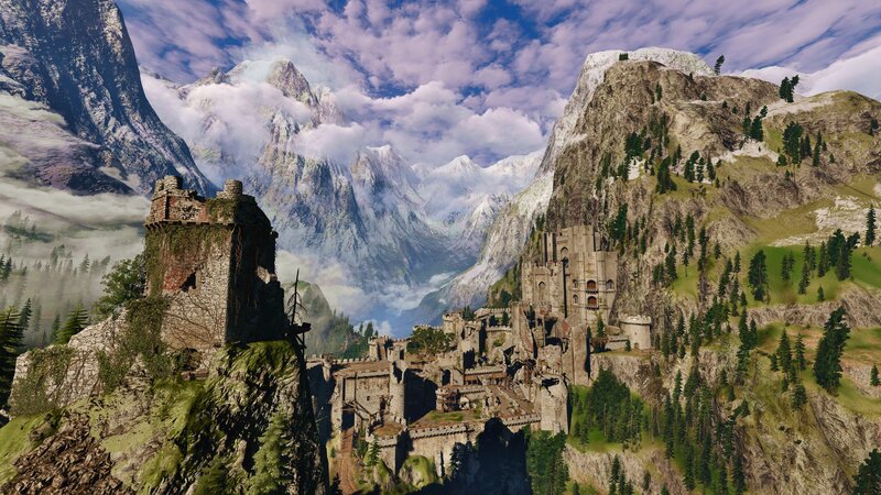 Ruined Castle in Mountains — Green, Dramatic, Afternoon