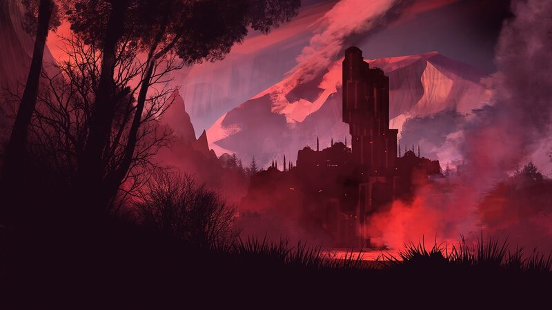 Ruined Castle in Red Mist