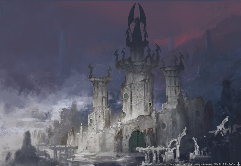 Ruined Castle in Storm — Gray