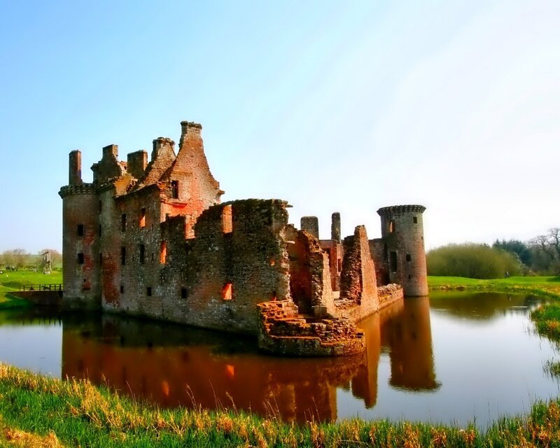 Ruined Castle in Water — Blue