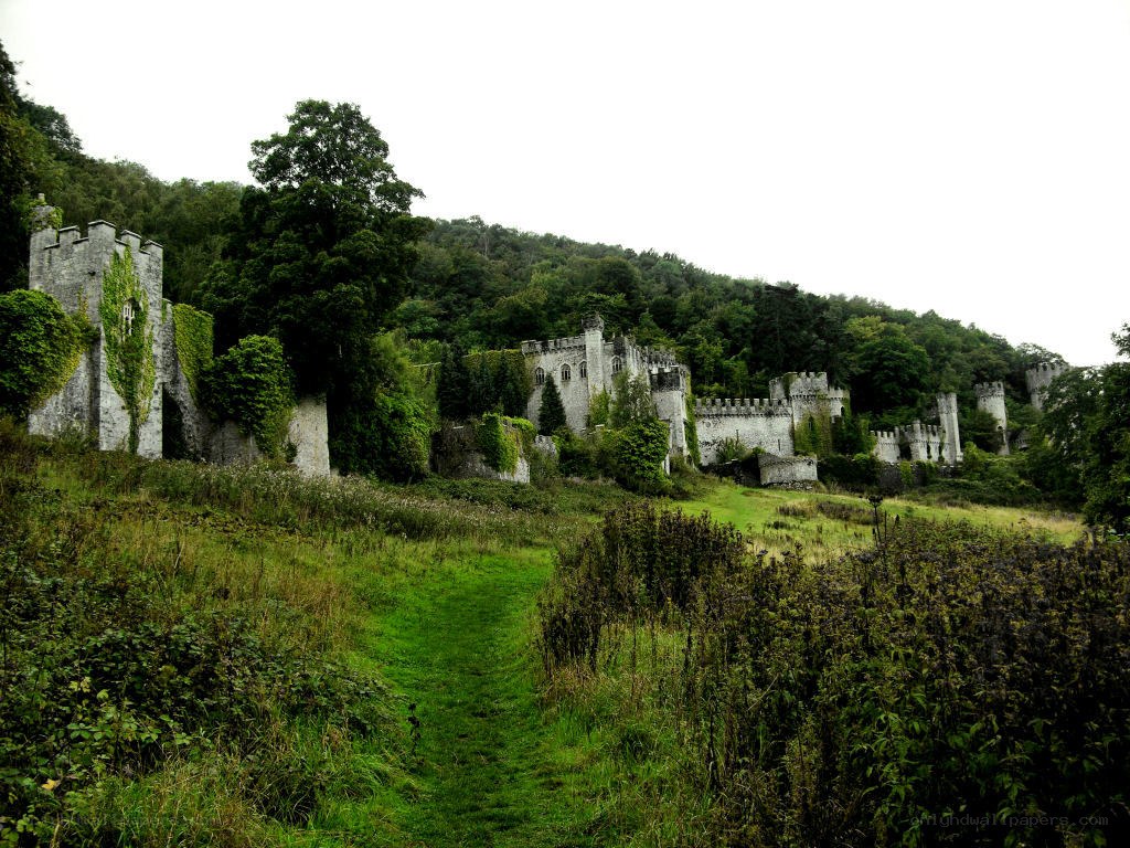 ruined castle on a hillside
