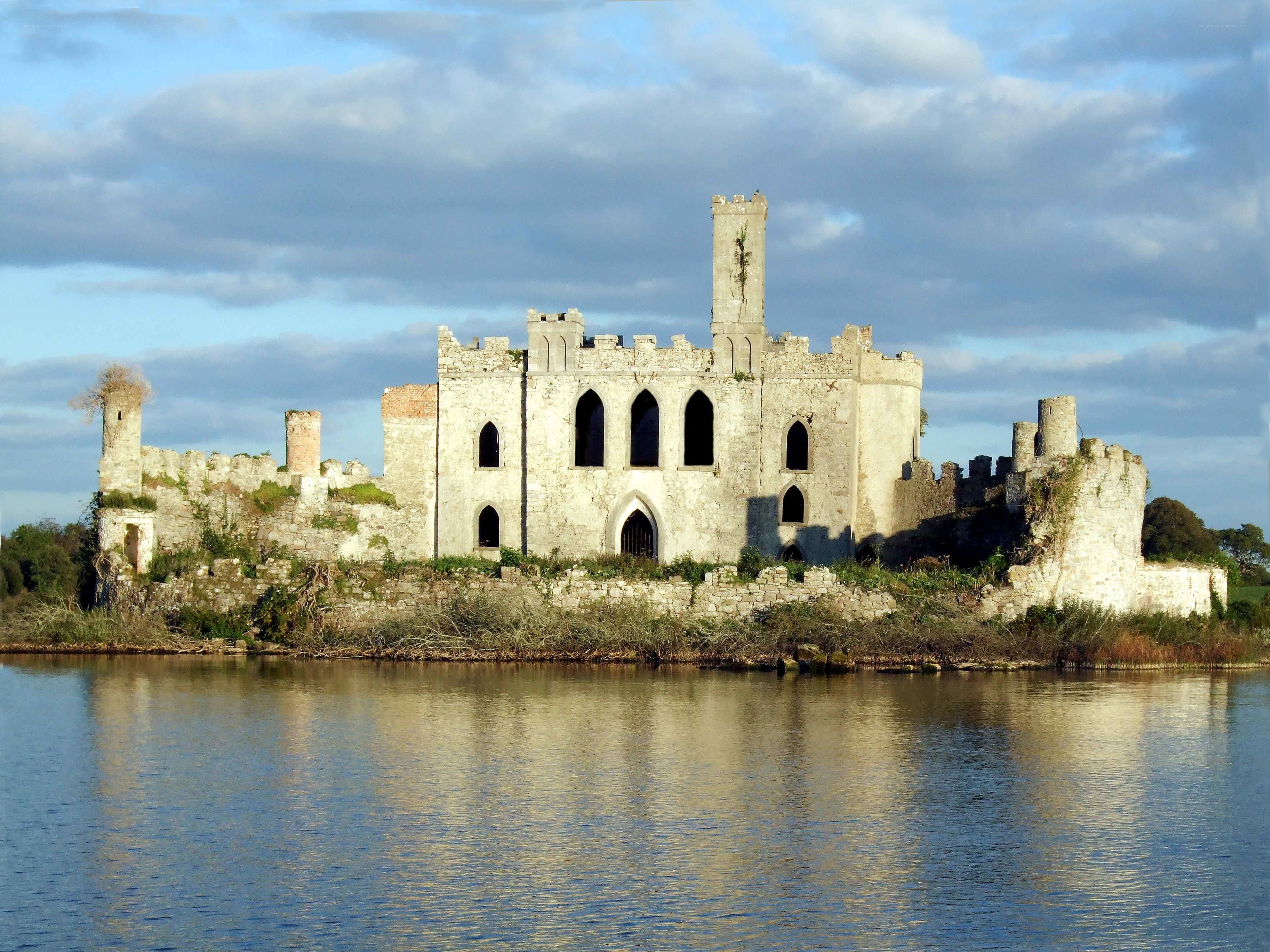 ruined castle on a lake