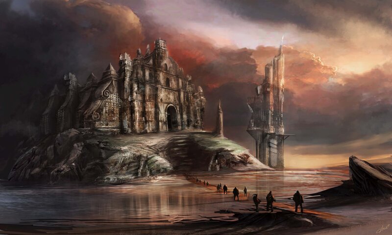 ruined castle on a rocky island