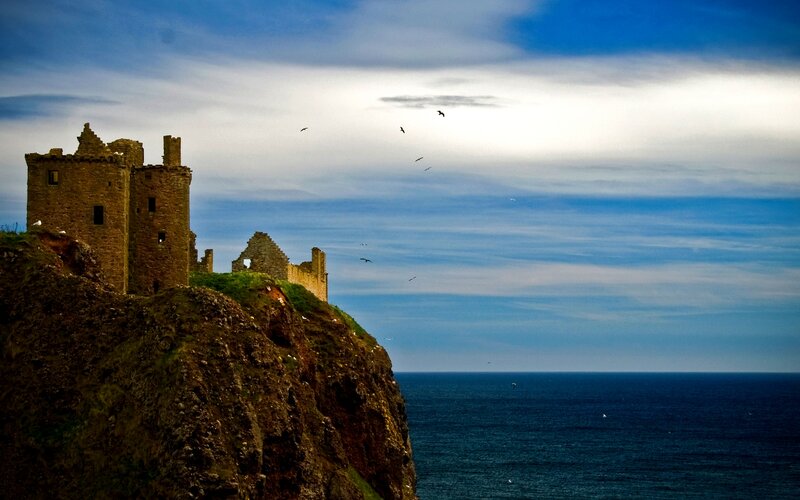 Ruined Castle on Cliff — Blue, Dramatic, Afternoon, Photograph