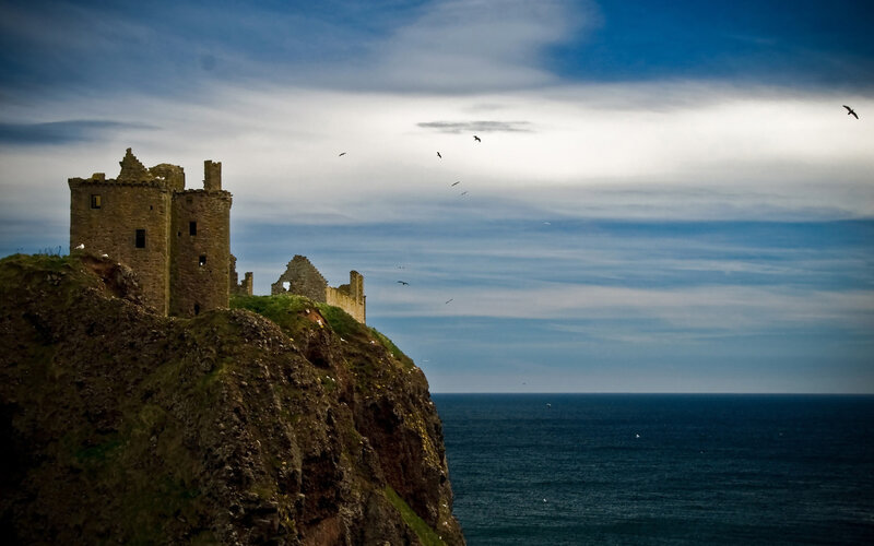 Ruined Castle on Cliff — Blue, Dramatic, Photograph