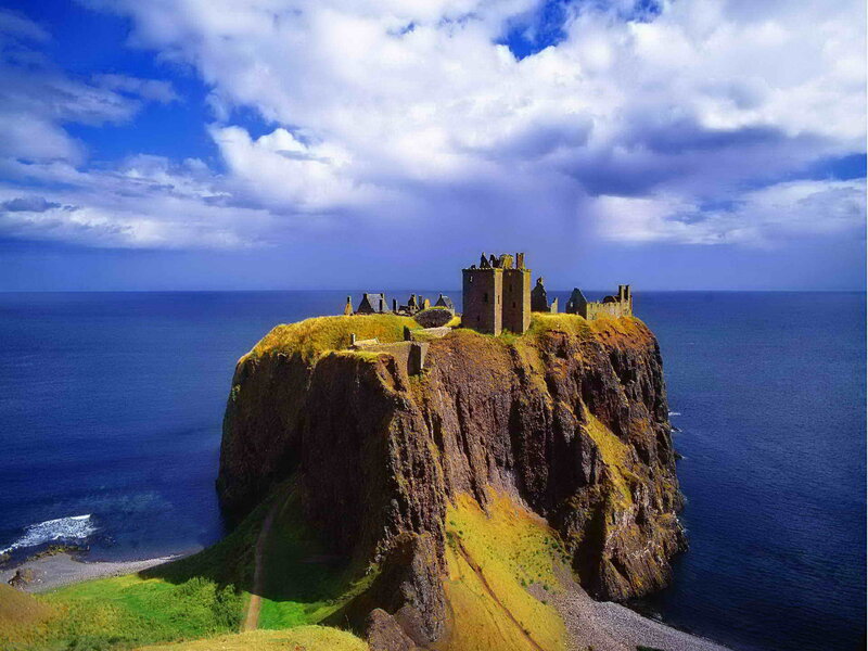 Ruined Castle on Cliff — Blue, Dramatic