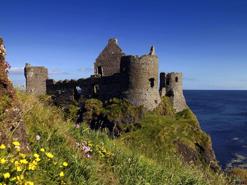 Ruined Castle on Cliff — Blue, Serene