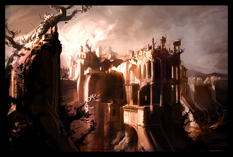 Ruined Castle on Cliff — Brown