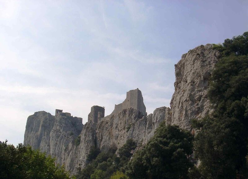 Ruined Castle on Cliff — Gray