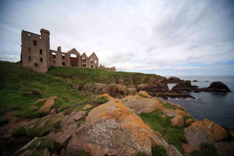 Ruined Castle on Cliff — Green, Dramatic, Afternoon, Photograph