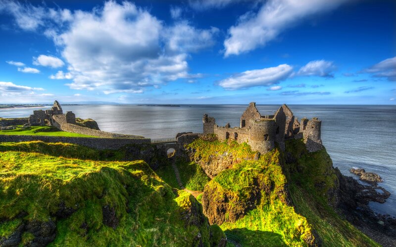 Ruined Castle on Cliff — Green, Dramatic, Afternoon