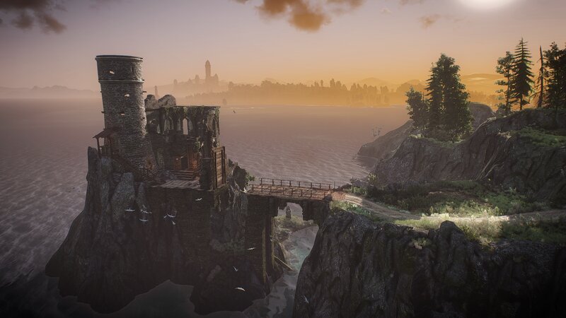 Ruined Castle on Cliff — Orange, Serene