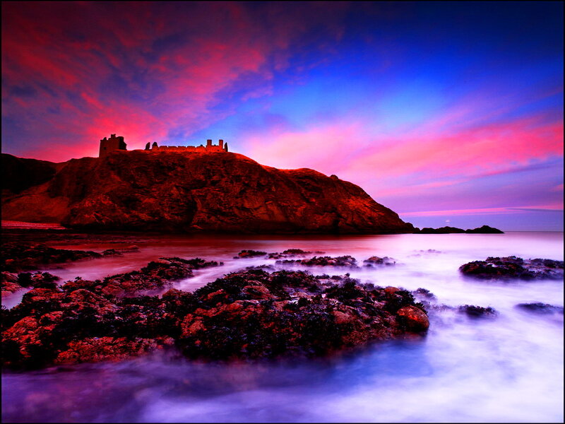 Ruined Castle on Cliff — Red