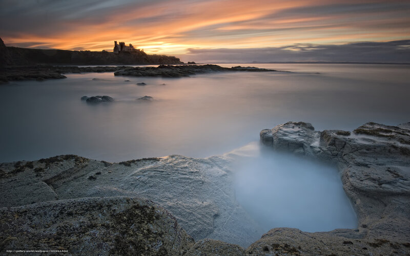 Ruined Castle on Coast — Orange