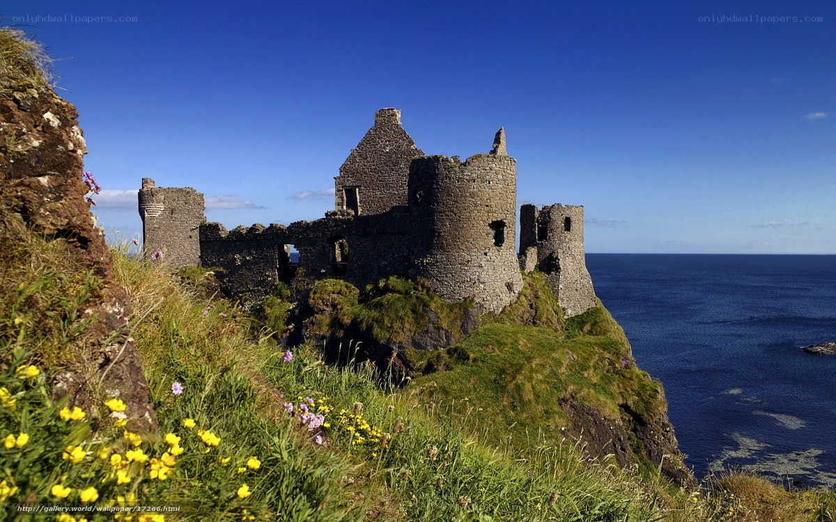 ruined castle on coastal cliff