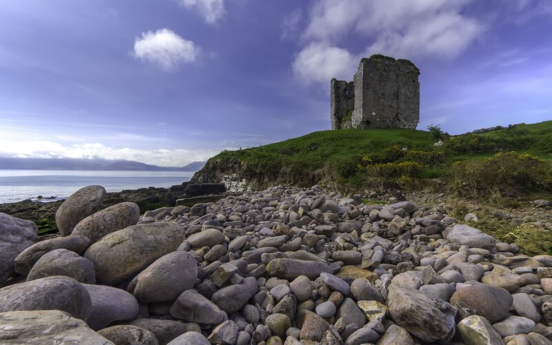 Ruined Castle on Hill — Blue, Dramatic