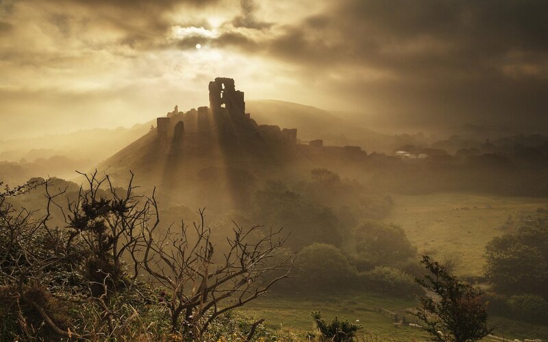 Ruined Castle on Hill — Gold