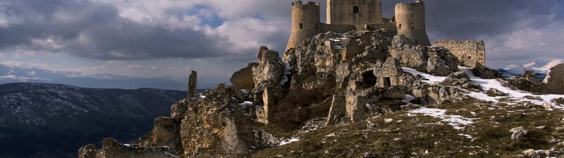 Ruined Castle on Hill — Gray, Dramatic, Winter