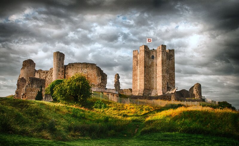 Ruined Castle on Hill — Green, Dramatic, Afternoon