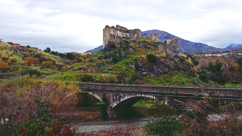 Ruined Castle on Hill — Green, Dramatic, Autumn
