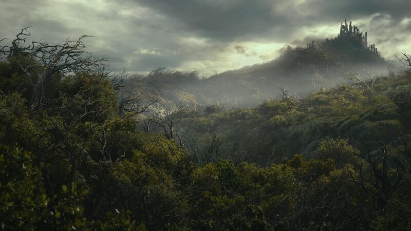 Ruined Castle on Hill — Green, Dramatic, Morning