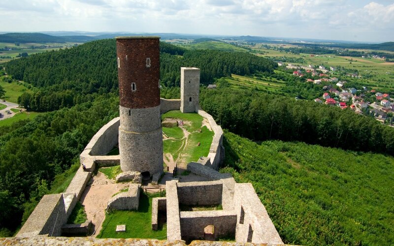 Ruined Castle on Hill — Green, Serene, Afternoon, Photograph, Tower