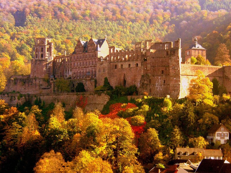 Ruined Castle on Hill — Orange, Serene, Autumn