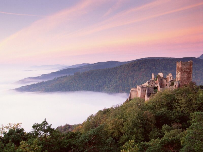 Ruined Castle on Hill — Pink