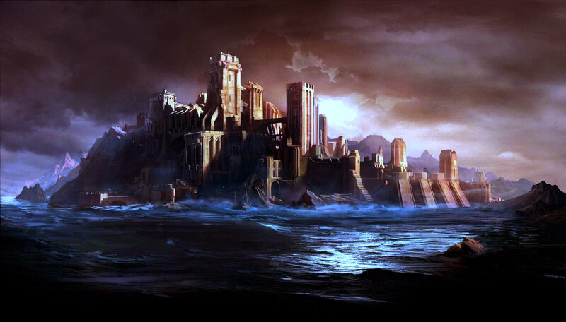 Ruined Castle on Island — Blue