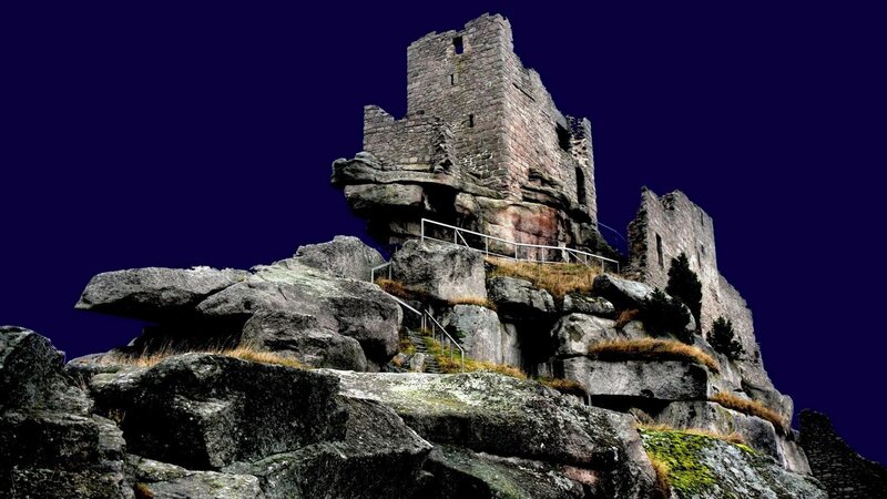 Ruined Castle on Rock — Blue