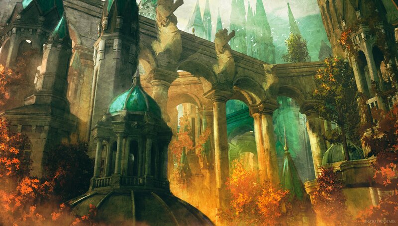 Ruined Castle with Autumn Trees