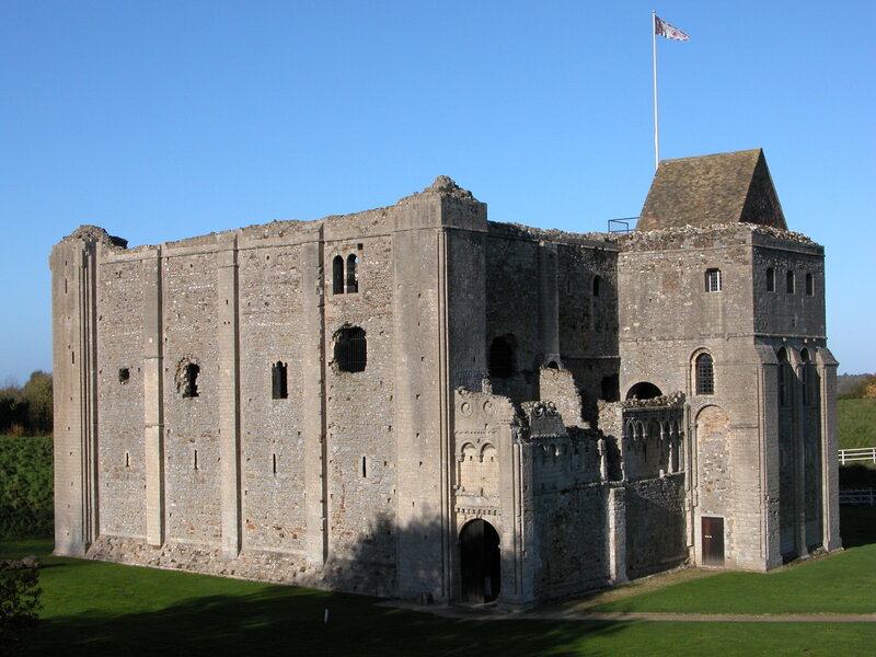 ruined castle with flag