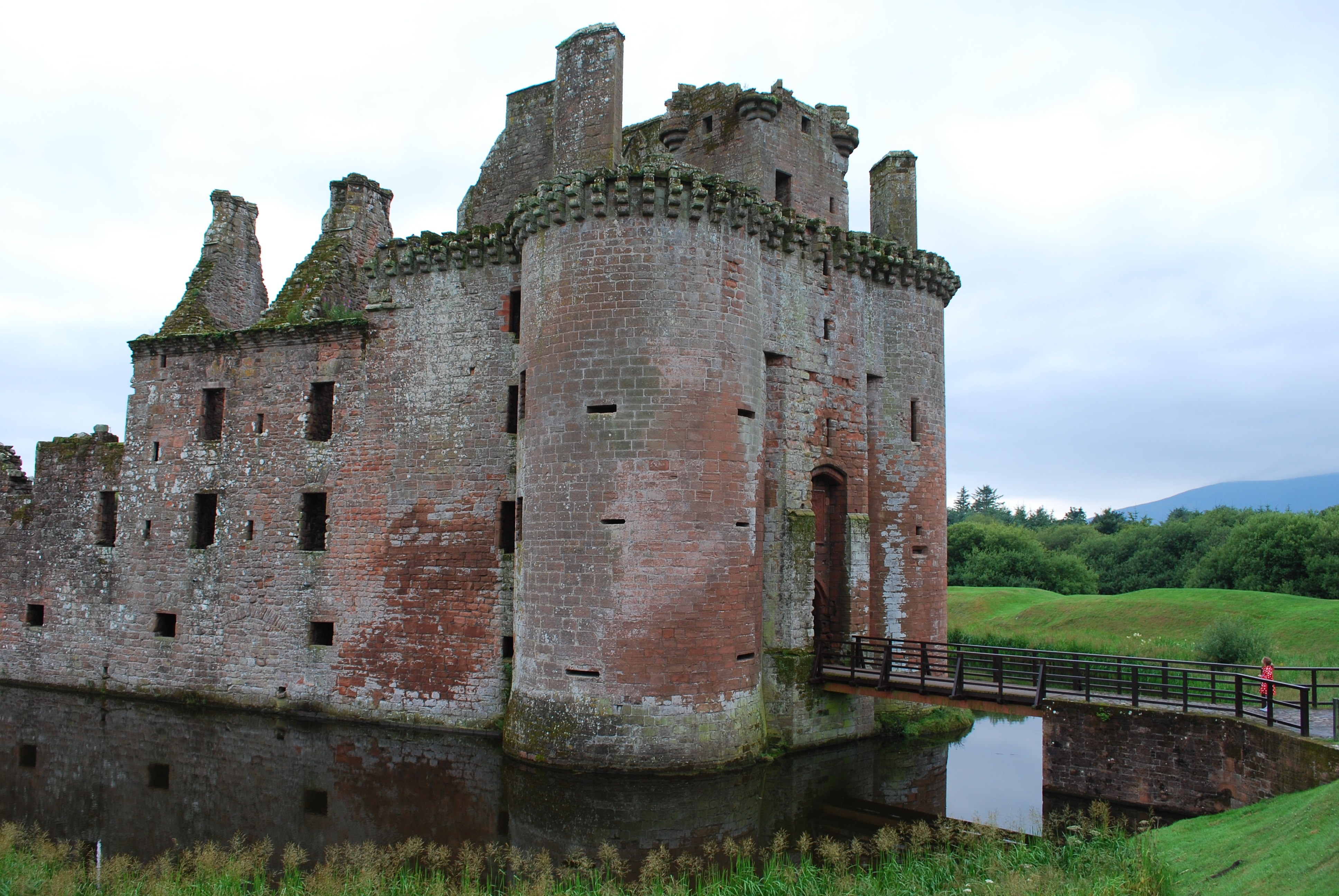 ruined castle with moat
