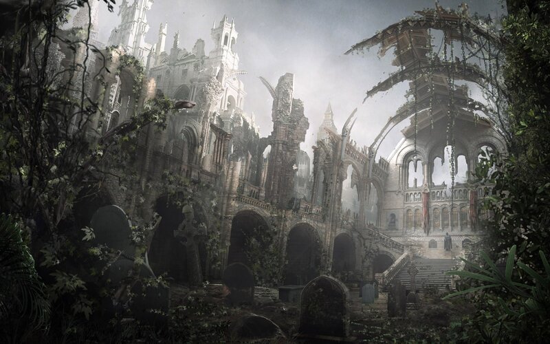 Ruined Cathedral — Gray, Dramatic