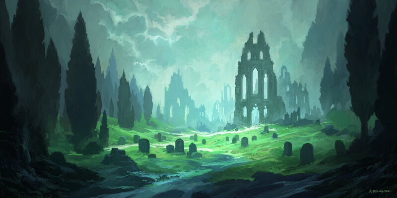 Ruined Cathedral in Cemetery