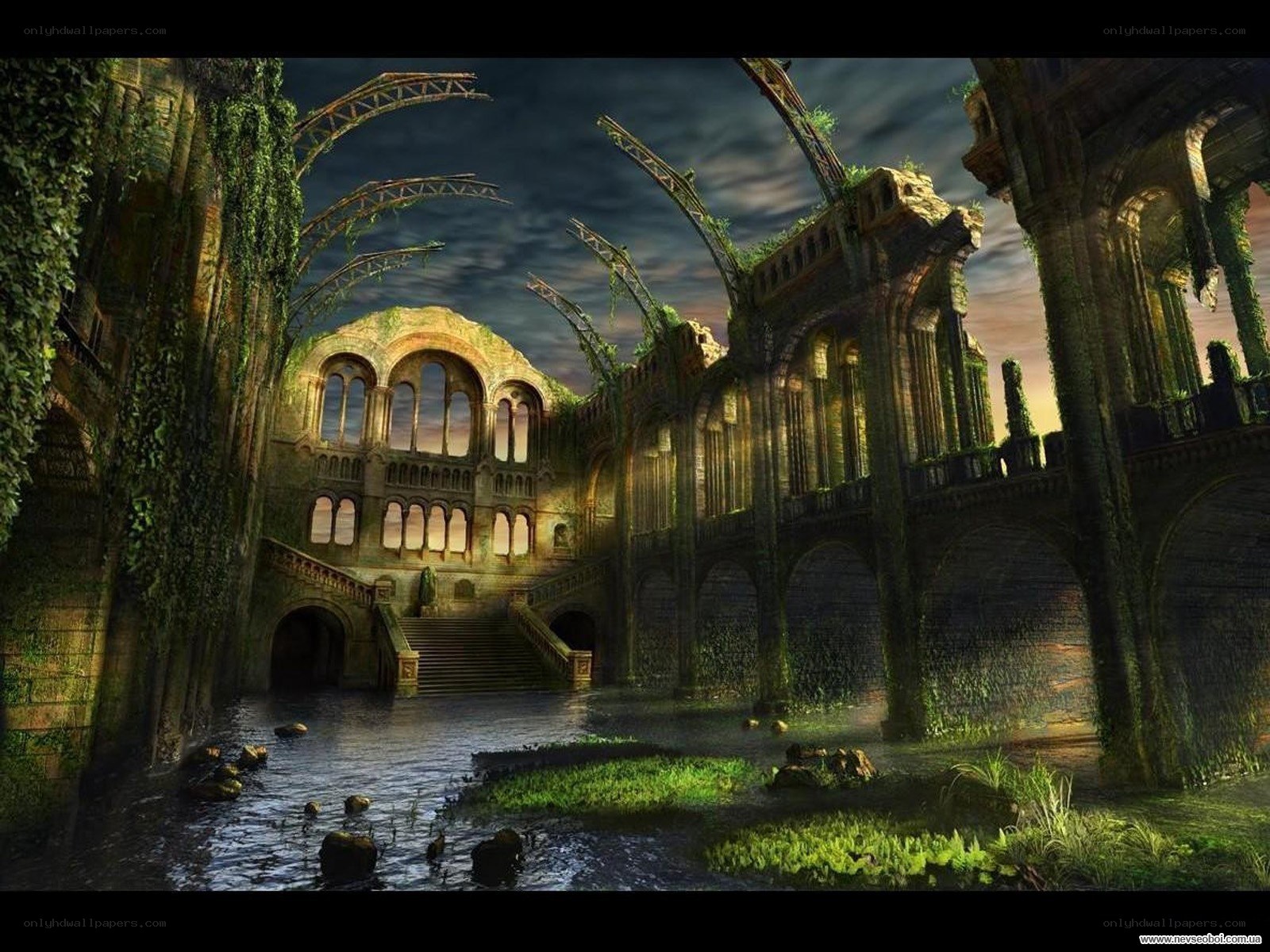 ruined cathedral interior