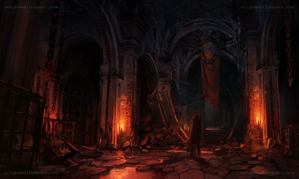 ruined cathedral interior