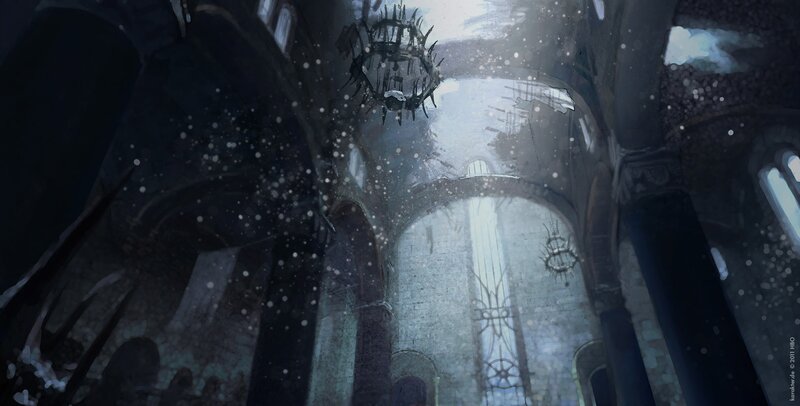 ruined cathedral interior