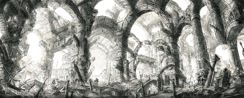 Ruined Cathedral Interior — Black