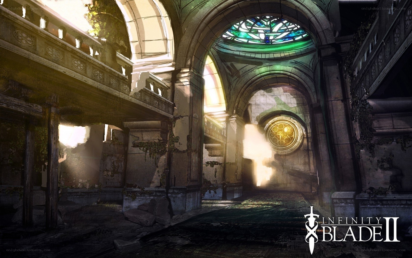 ruined cathedral interior